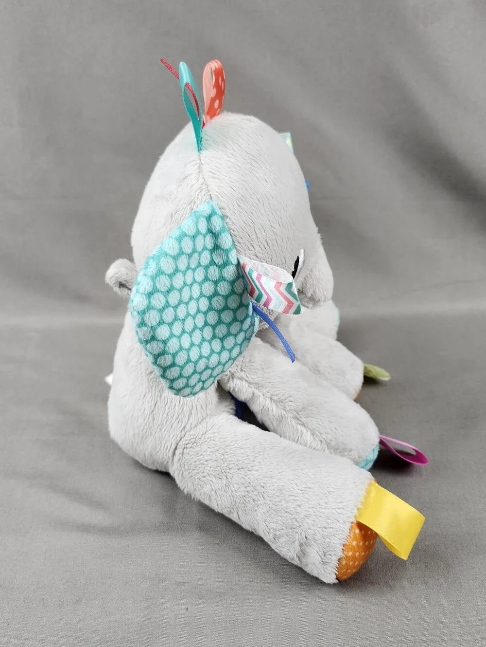 Bright Starts Taggies Elephant Gray Plush Lovey Baby Rattle Toy 9